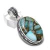 Copper Amazonite Gemstone 925 Steling Silver Jewelry Pendant 2.05" L1l95