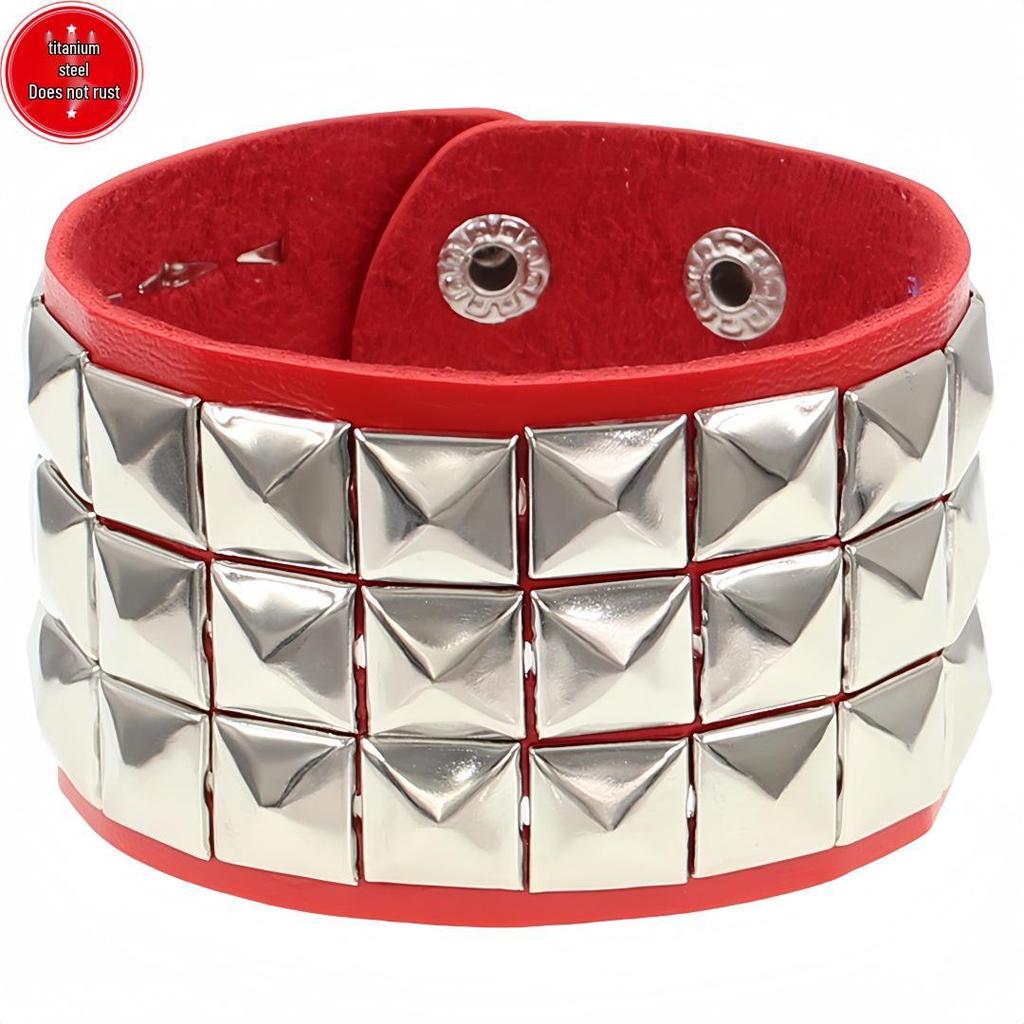 European & American Punk Street Style Rivet Leather Couple Bracelet for Nightclubs