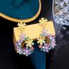 Farbige Diamant-Blumencluster-Ohrringe, Nadel-Zirkon-Gartenwald-Serie Super Fee Temperament Ohrringe