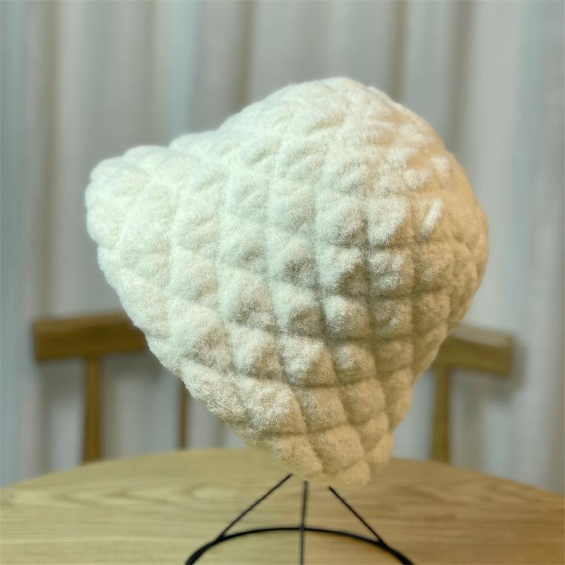 Winter Japanese Style Lazy Rabbit Velvet Bucket Hat for Women Korean Fashion Twist Pleated Warm Fisherman Hat Versatile Solid Color Cold Hat