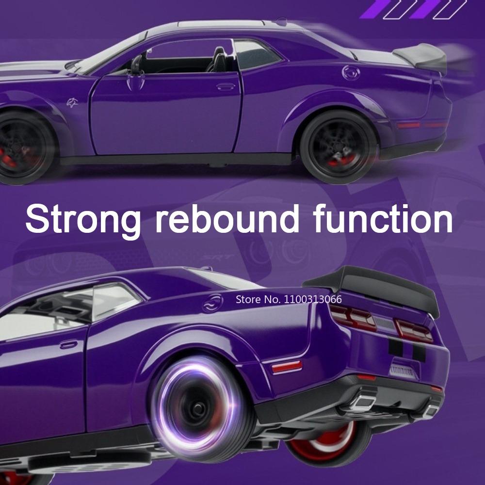 1:32 Challenger SRT Hellcat Toys Cars Models Alloy Diecast with Light Music Miniature Vehicle Wheel Pull Back Car Birthday Gifts