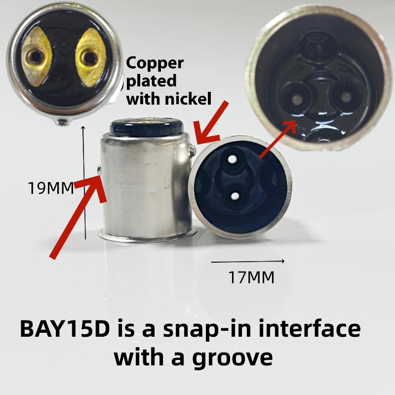 10Pcs B15 Brass-Nickel Plated Lamp Cap 1156 Single Contact Bayonet Auto Lamp Holder Ba15S Bay15D Auto Bulb Holder Cap