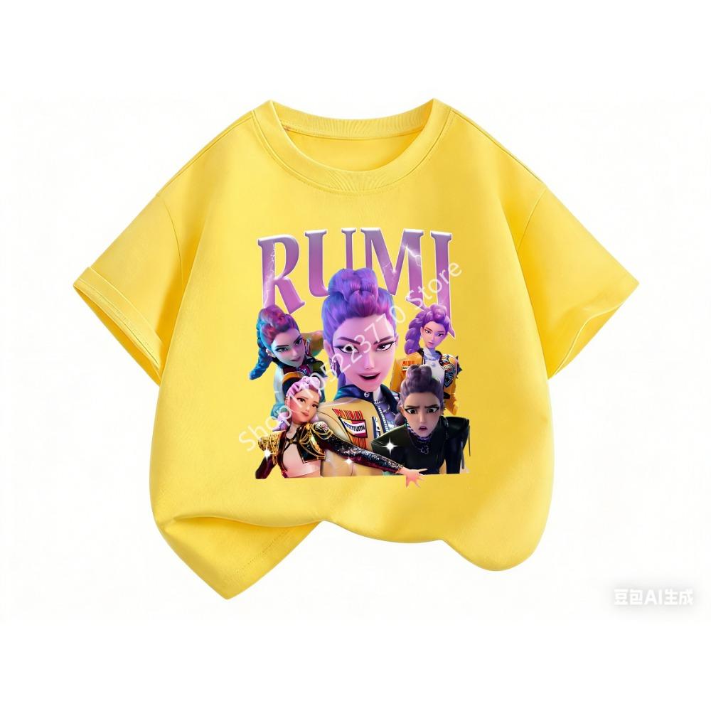 2026 Fun Huntrix Kpop Demon Hunters T-Shirt for Boys Girls Fans Gift Summer Crew Neck Short Sleeve Tees Fashion Kids T-shirt