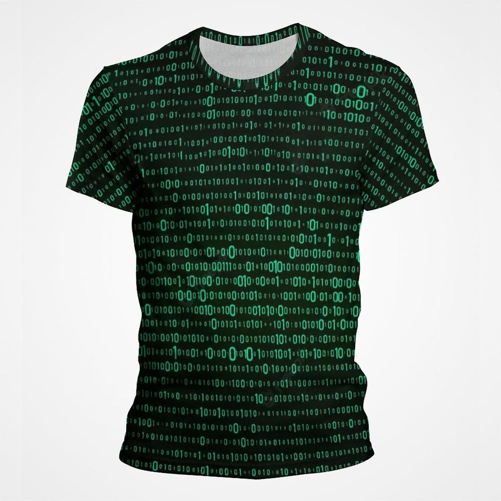Fashion 3D Printed Green Matrix Code T Shirt For Men Trend Personality Graphic T Shirts Programmer Streetwear Oversized T Shirt Tops