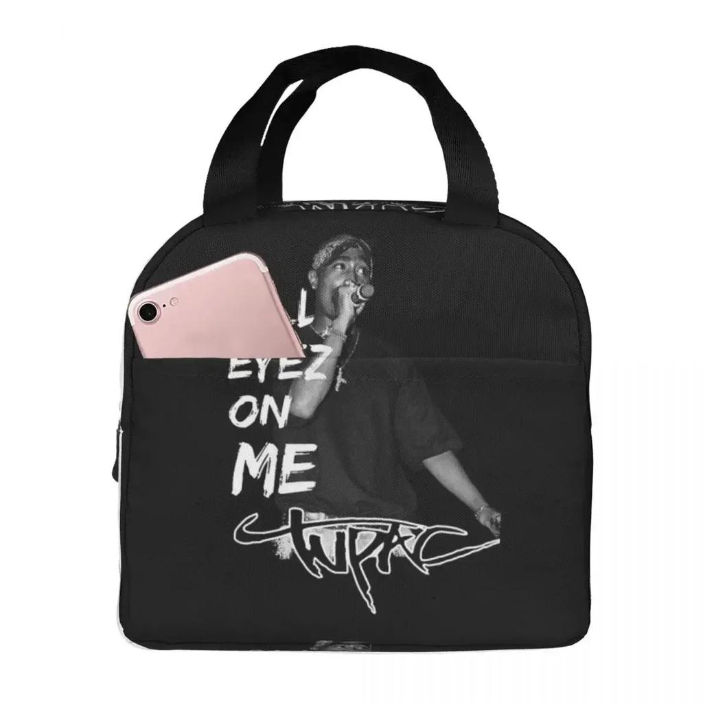 Rapper Tupac 2PAC Hip Hop Insulated Lunch Bag for Women Kids Portable Food Boxes Thermal Lunch Box Tote