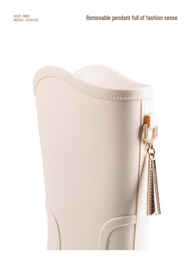 Women's Japanese Style Non-Slip Waterproof High-Top Rubber Rain Boots: Fashionable, Wear-Resistant, Soft-Soled, Ideal for Outdoor and Kitchen Use.