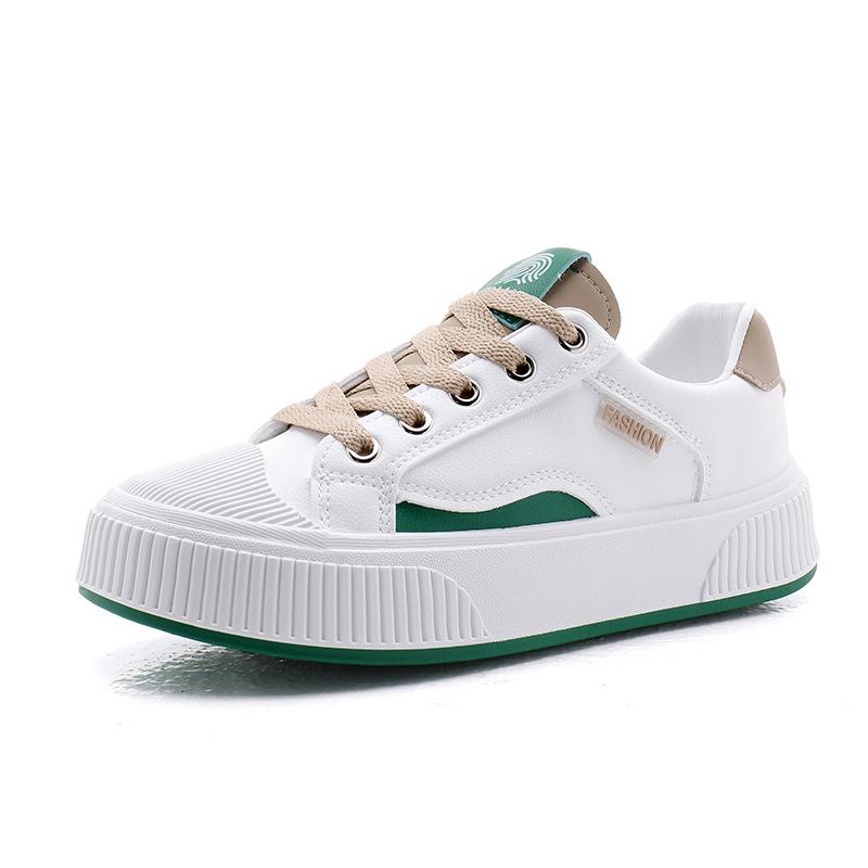 Spring New Thick-soled Small White Shoes Female Korean Version of The Microfiber Biscuit Shoes Round Toe Leather Casual Shoes Students