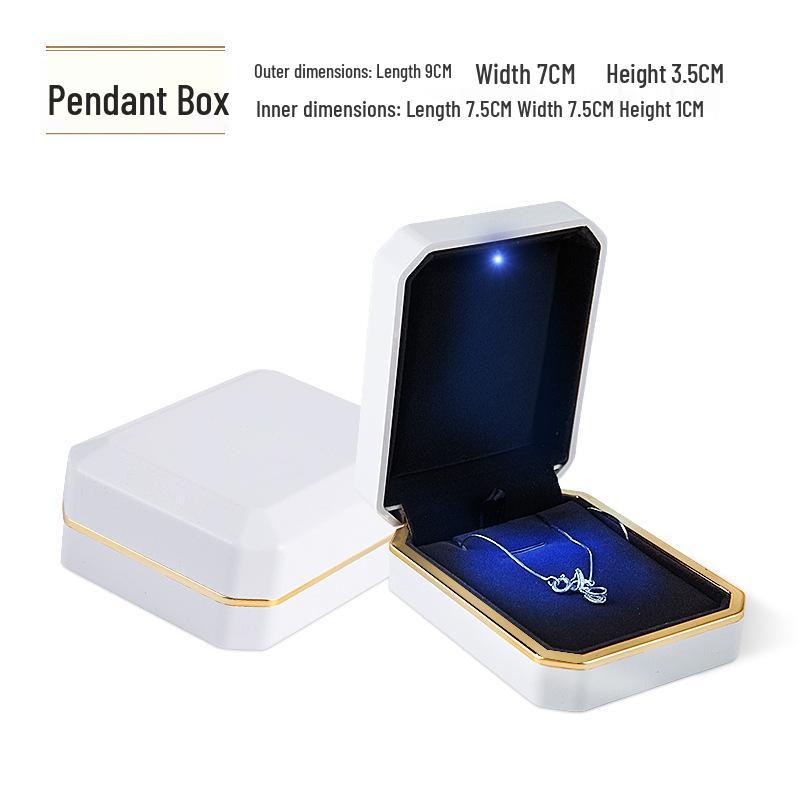 LED Light Lacquer Jewelry Box for Pendants, Bracelets, Rings, Charms, Bangles, Diamonds, Necklaces, and Couple Rings.