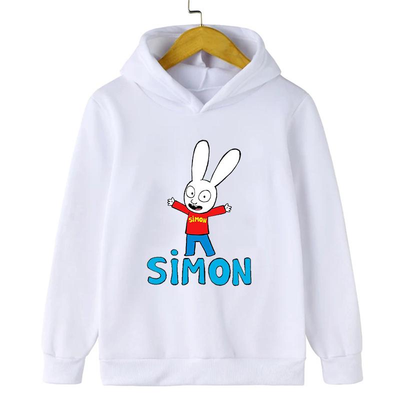 Autumn Winter Simon Super Rabbit Cartoon Print Children's Hooded Hoodies Casual Fashion Comfortable Boy Girl Sweatshirt Pullover