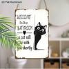 2D Flat, 1pc Vintage Humorous Aluminium Wall Art Sign "Welcome To The Bathroom, A Cat Will Be with You Shortly"- 8"x12" Aluminium Rustic Bathroom