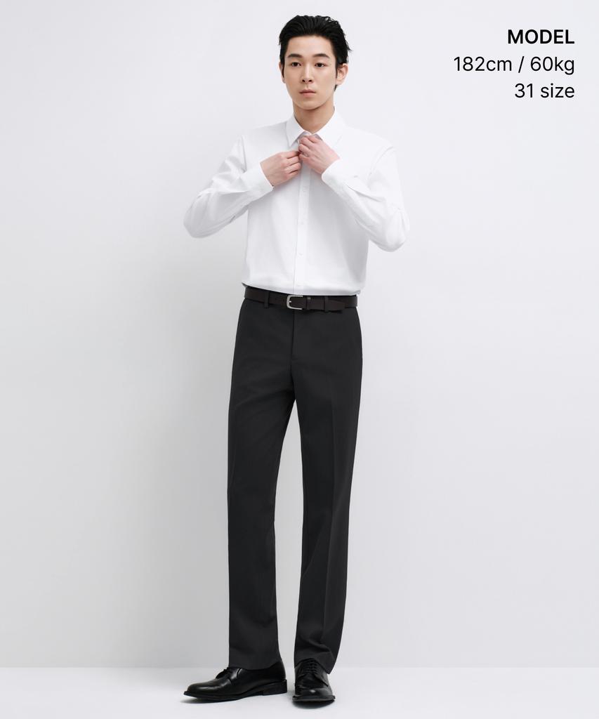 MUSINSA STANDARD Semi-Wide Hidden Banding Slacks [Dark Gray]