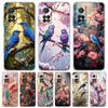 Transparent Phone Case for Xiaomi Mi 14 13 12 11 Ultra 13T 12T 11T Poco X3 NFC F3 F6 Pro 5G Soft TPU Flower Floral Bird Pattern