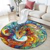 Abstract Goat and Lion Round Area Rug,Carpet Rug for Living Room Bedroom Sofa Playroom Decor,Non-slip Floor Mat