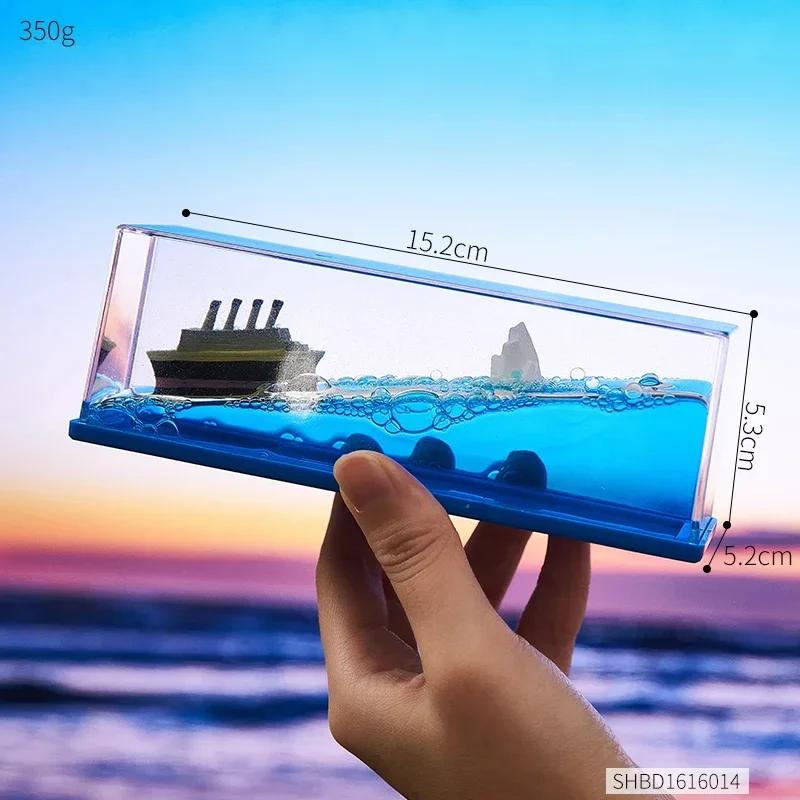 Ghost Ship Black Pearl Cruise Ship Fluid Liquid Drift Bottle Living Room Decoration Acrylic Gift One Piece Floating Boat Home