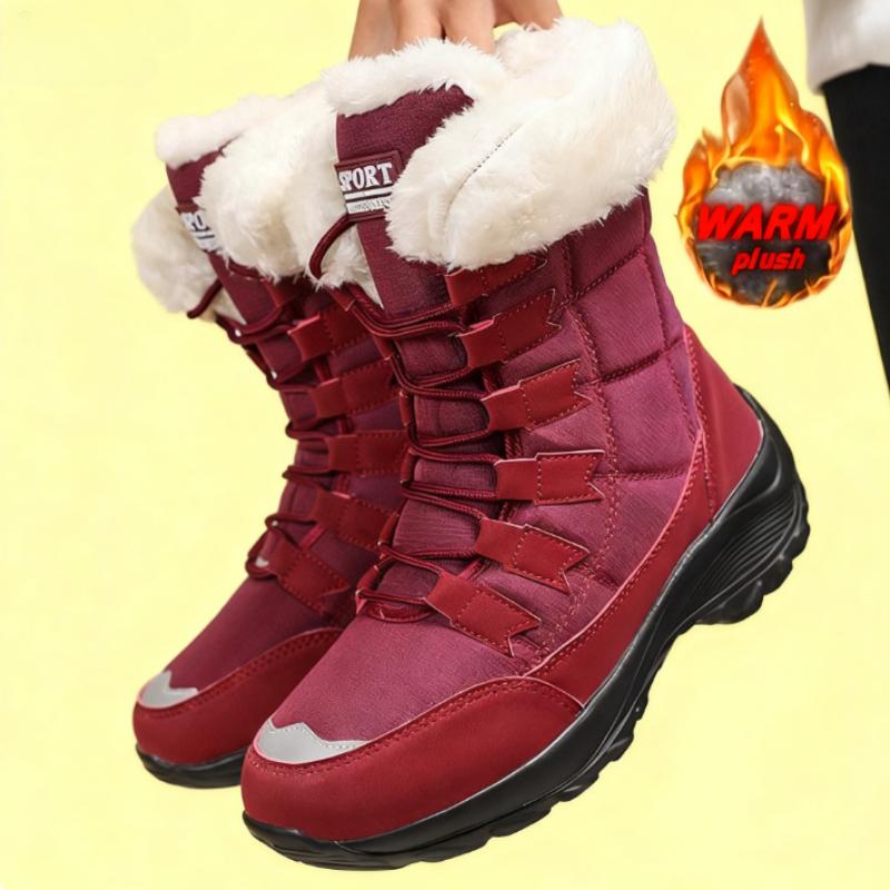 Winter Snow Boots Women Waterproof Suede Warm Plush Non-Slip Rubber Skiing Hiking Shoes New Stylish Winter Essential Causal Shoe