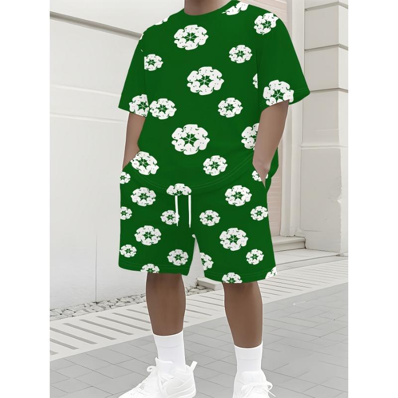 Men's 3D Digital Printed Personalized Fashion Short-sleeved Suit, Casual Wear, Summer Wear, Streetwear Lovers