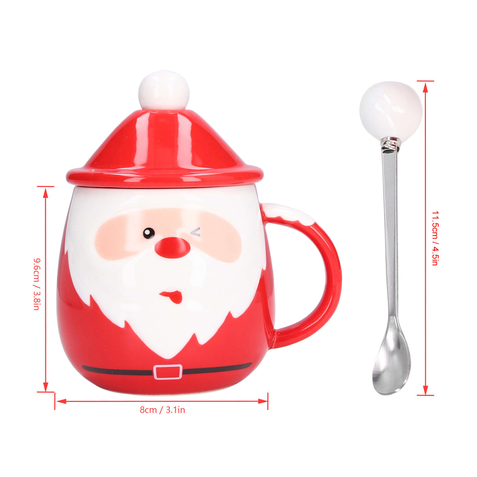 

Різдвяна чашка великої ємності 450 мл, керамічна чашка для чаю, чашка для молока, кавова чашка з кришкою, ложка для дому Type C