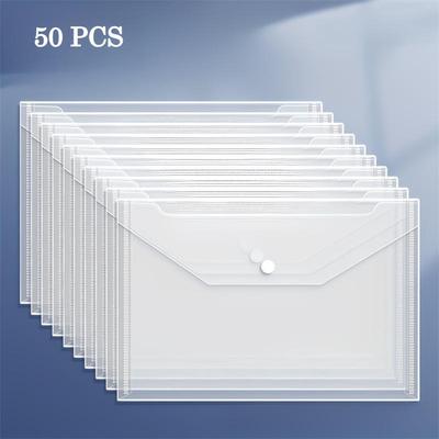 10-100pcs A4 File Bag Transparent Plastic Thickened Large-capacity Snap-on Type Test Paper Storage Bag for Archives Reusable