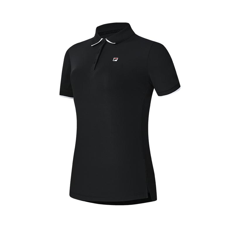 Fila Tennis Fashion Sports Short Sleeve Polo Shirt Women Tops Dark-Flow-Black A11W423125FBK