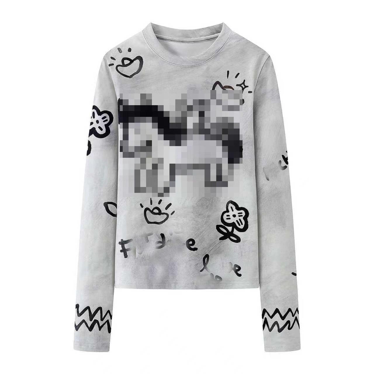 

Available: Women’s Winter 2025 Graffiti Horse Print Casual T-shirt (Style Z18307) Small серый