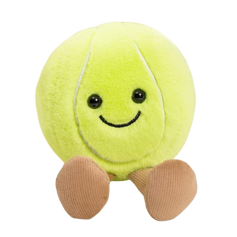 Sport Ball Plush Doll Keychain Set Football Basketball Tennis Baseball Billiard Soft Cute Mini Gift