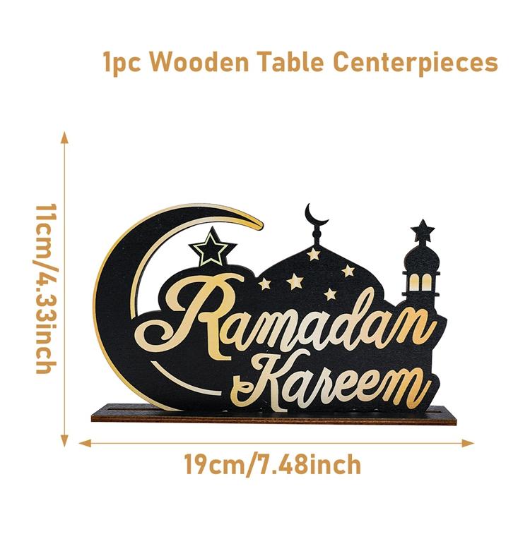 Eid Mubarak Holzornamente Ramadan Dekorationen für Zuhause Ramadan Kareem Islamischer Muslim Happy Eid Al Adha Party Dekoration 2024