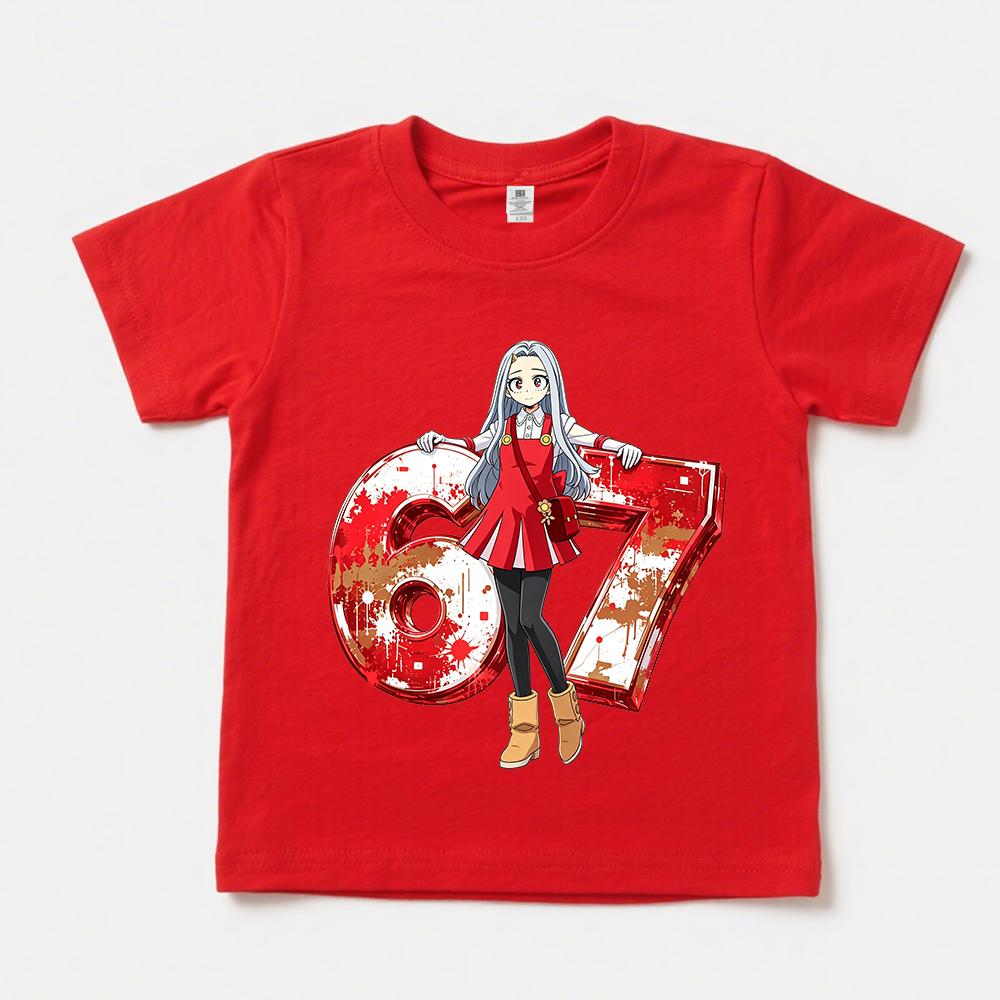 My Hero Academia Eri 67 Print Casual Cotton Tshirt for Girls Kids Anime Apparel Soft Breathable Summer Top 100