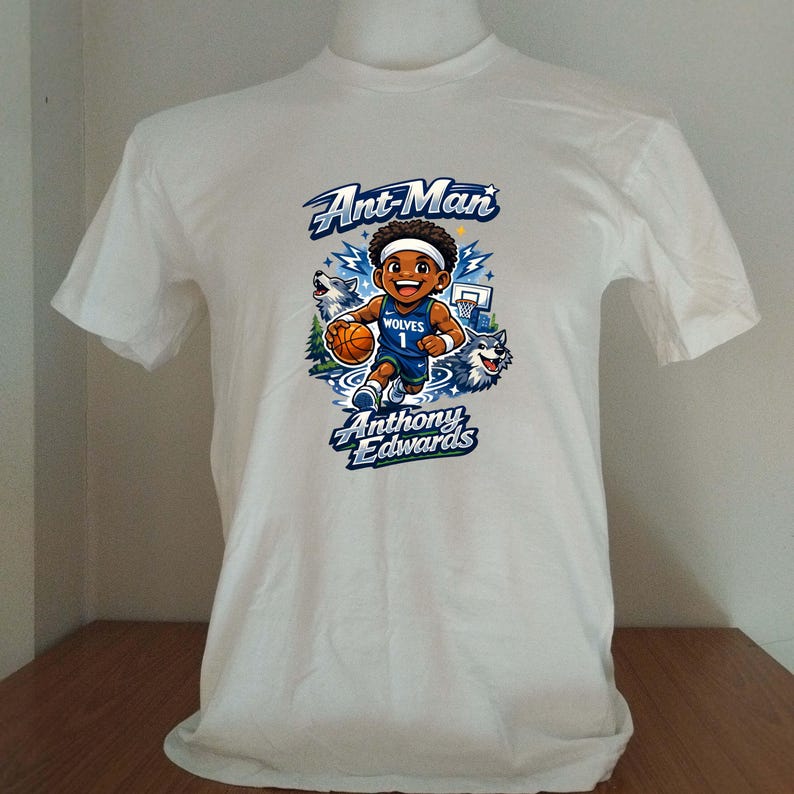 anthony edwards minnesota timberwolves cartoon shirt white color 4XL