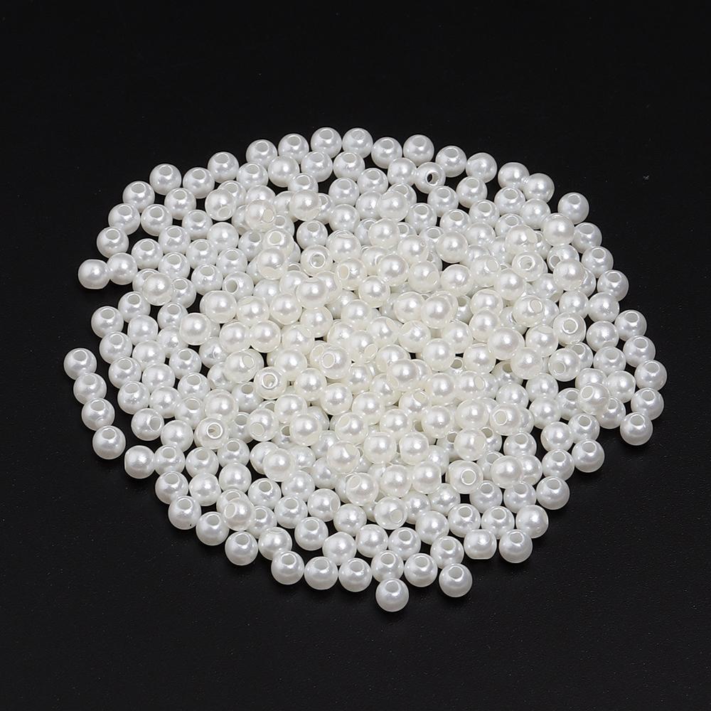 10-1000pcs Beige ABS Imitation Pearl Beads Multisize Round Loose Beads With Hole For Jewelry Making DIY Bracelets Accessories