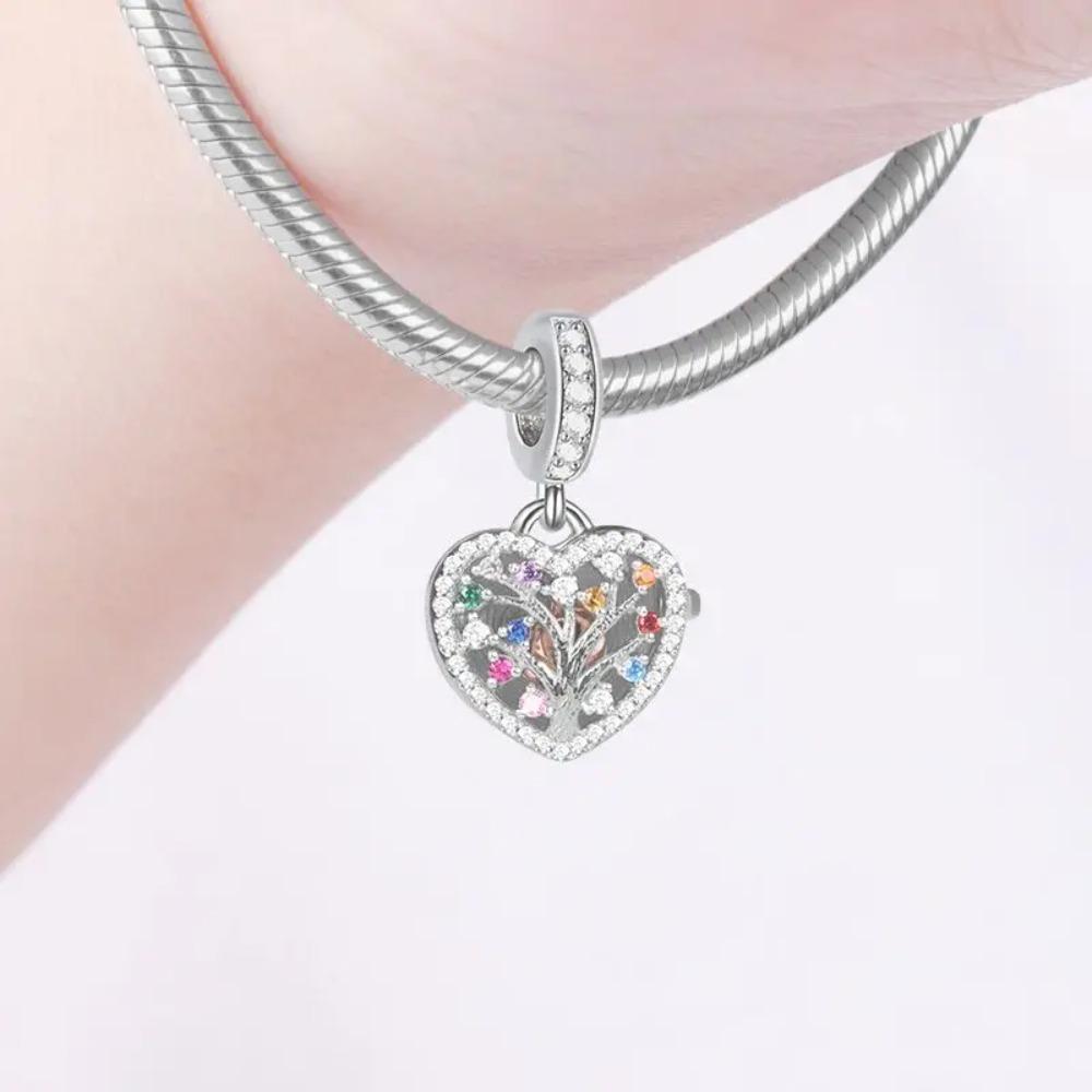 925 Silver Charm Family Tree Sunflower House Pendant DIY Bracelet Jewelry Gift for Women Fashion Trendy