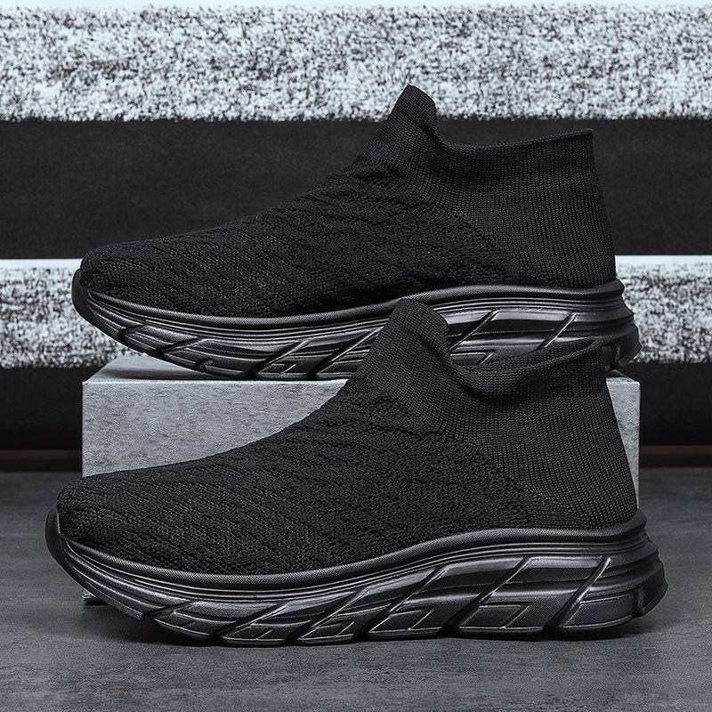 New mesh couple running shoes large size casual sports shoes low-top lazy fly-woven socks shoes