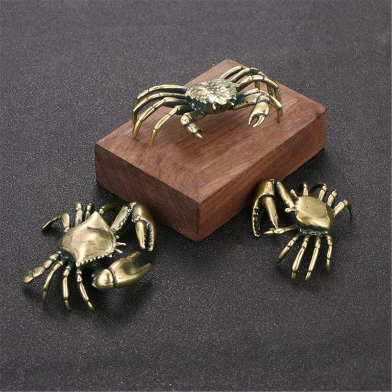 Brass Crabs Statues Figurines Retro Animal Statue Figurines Sculptures Tabletop Centerpieces Home Decors Collectibles