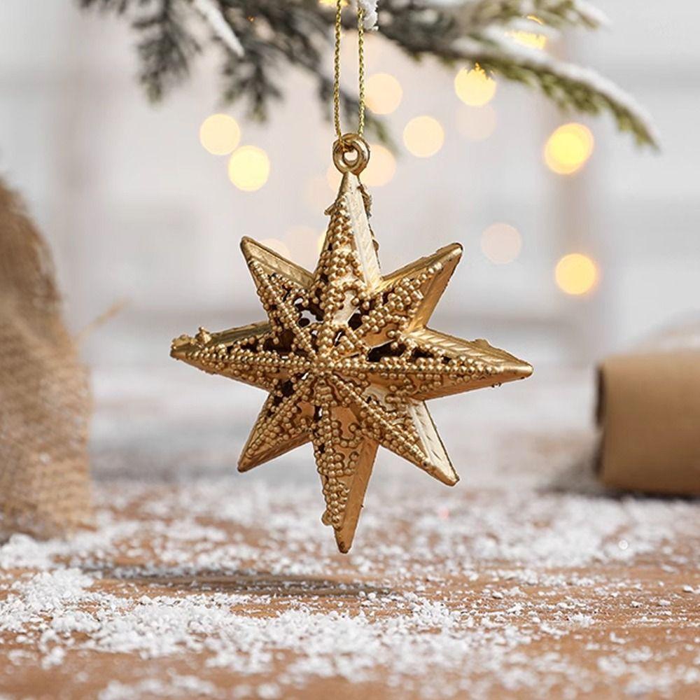 6pcs Hollowed Out Pentagram Hanging Decoration 3D Christmas Tree Decoration  Home Decor Gifts