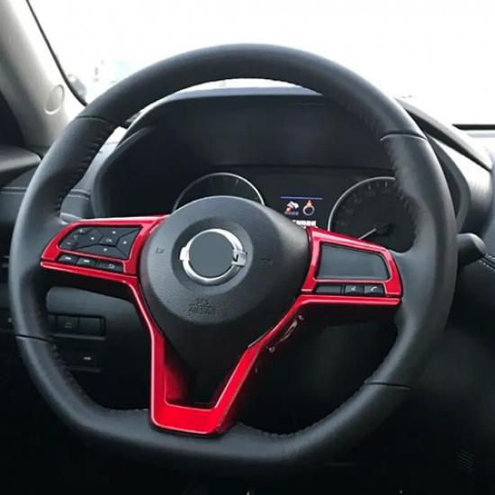 Steering Wheel Trim 3pcs ABS Red For Nissan Sentra -2025