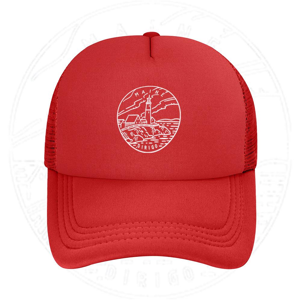 Maine lighthouse coastal landscape circle design Baseball Cap Anime Graphic Hats Adult Unisex Women Sports Outdoor