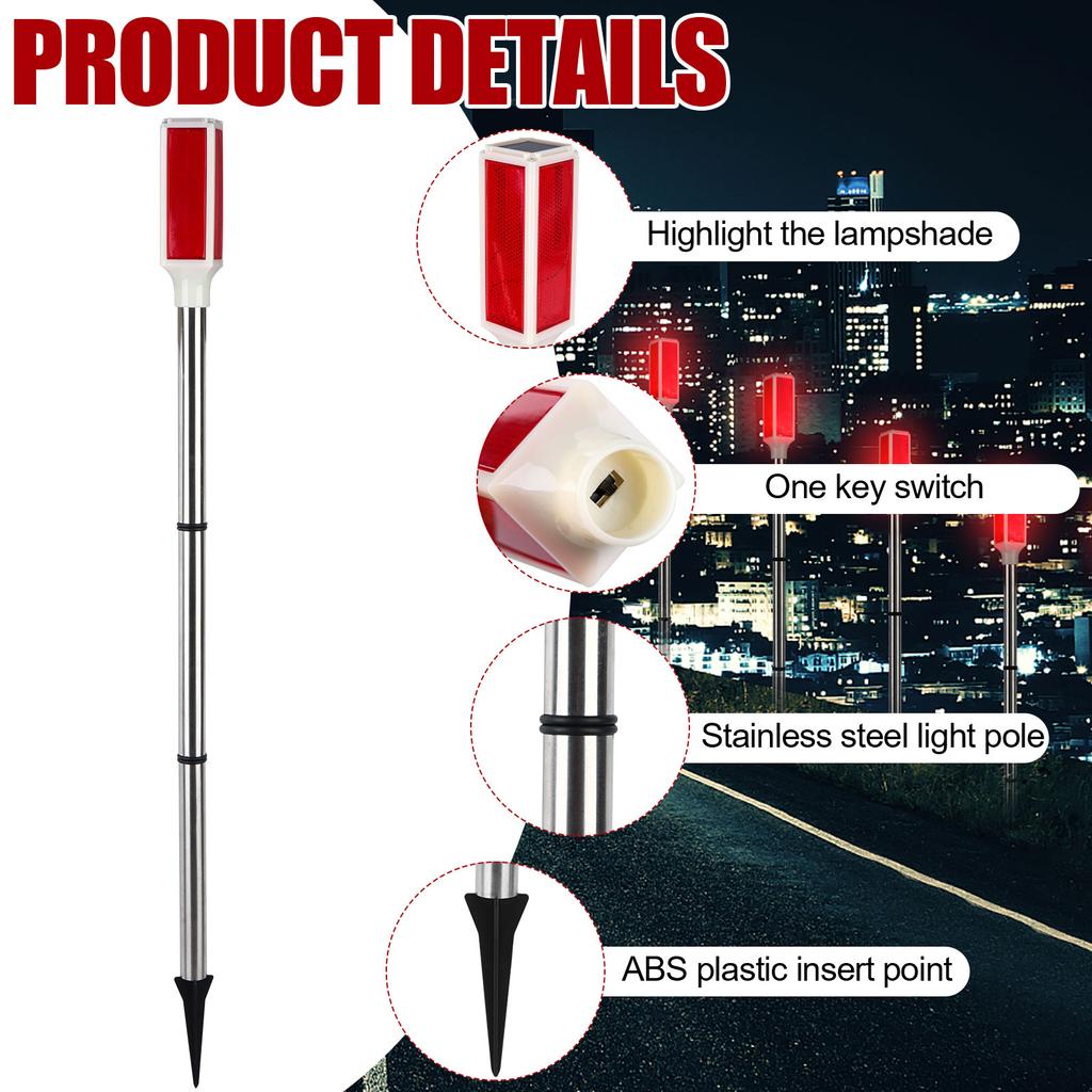 10Pcs Solar Powered Driveway Markers Lights Red Solar Lights Outdoor Driveway Lights Landscape Driveway Reflectors On Poles For Snow Road Outdoor Yard