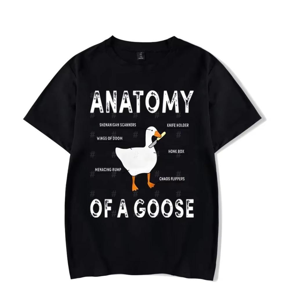 T Shirt for Men Antomy of Goose Print Men Tee Tops Clothes Duck Cartoon Oversized T Shirt Clothing Short Sleeve Tee Shirts Homme