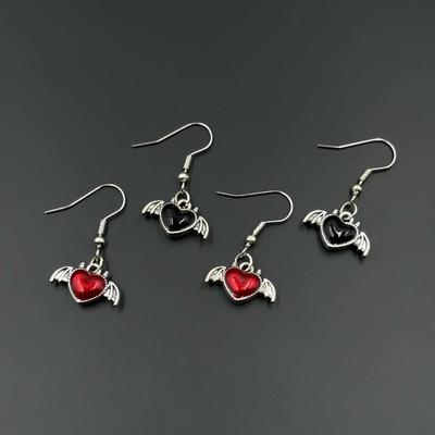 Original Korean Y2K Spicy Heart Wings Pendant Earrings - Trendy European/American Couple Dangle Earrings