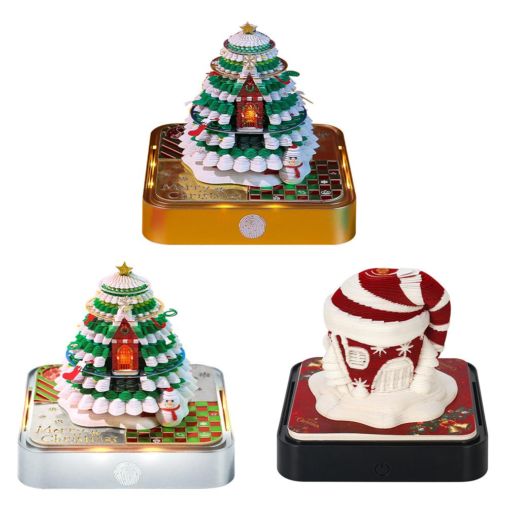 2025 Creative Desk Calendar Christmas Paper Carving Art Memo Pad Notepad Gift for Christmas Housewarming Desktop Decoration