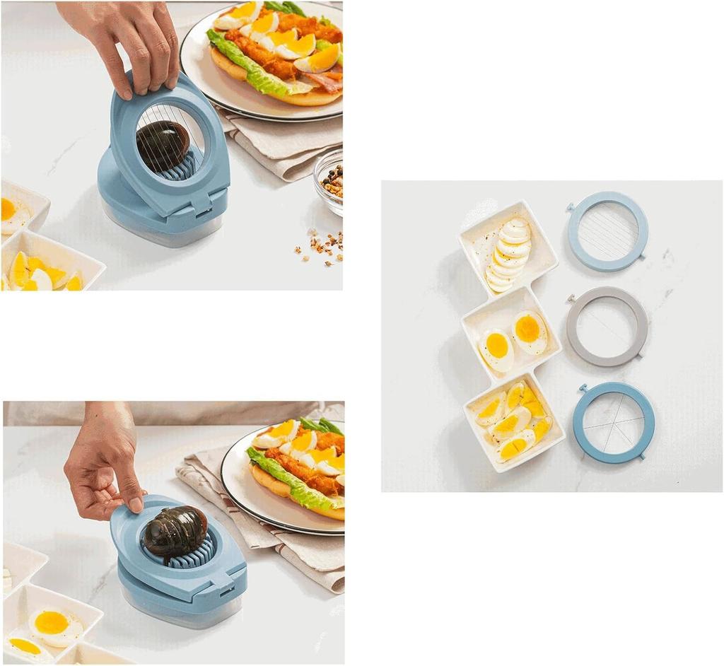 Egg Slicer for Kitchen Multifunctional Mold Artifact Gadget White Hard-Boiled Eggs, 3-Cut Design, Utensil, Cutter, Kitchenware,