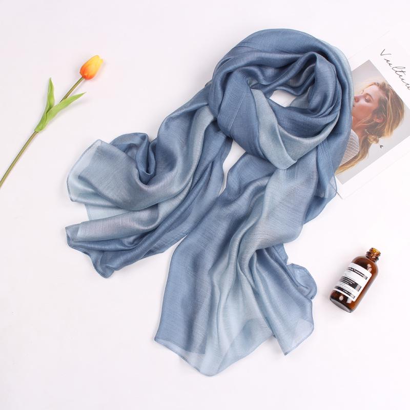 Dual-Use Gradient Mulberry Silk Scarf: Cotton, Linen & Silk Wrap for Women