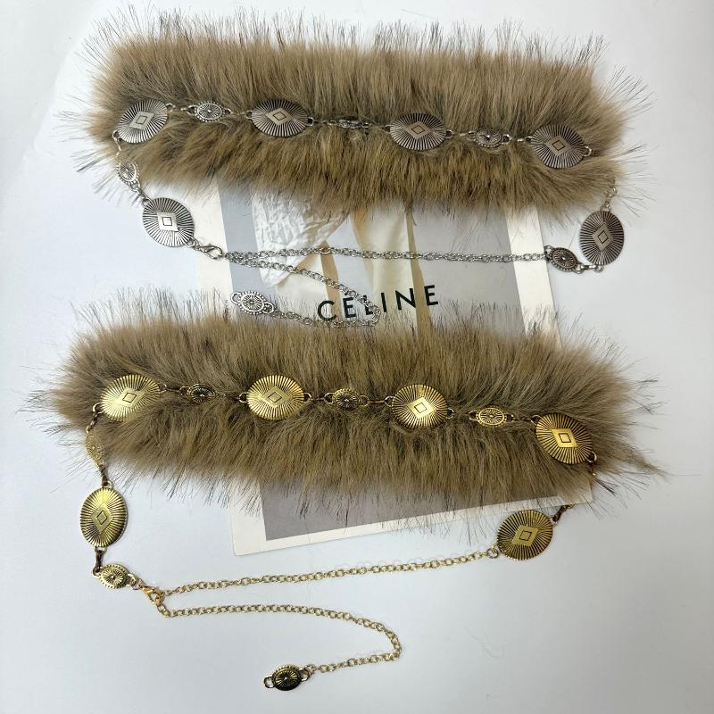 Women'S Plush Belt  Trend Y2K Girls Girdle Versatile Jeans Accessories Faux Fur Patchwork Belt