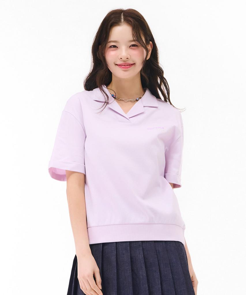 CHASECULT Women'S Open Collar Short Sleeve T-Shirt - Purple