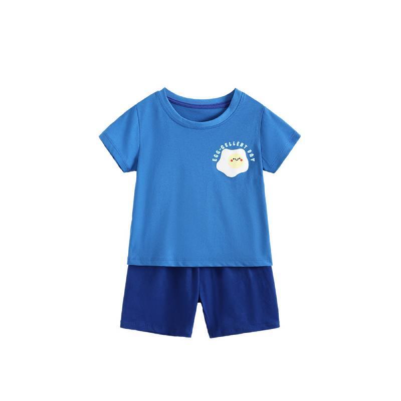 Boys Summer Cotton Pajama Set With Cartoon Pattern For Kids Bedroom Lounge