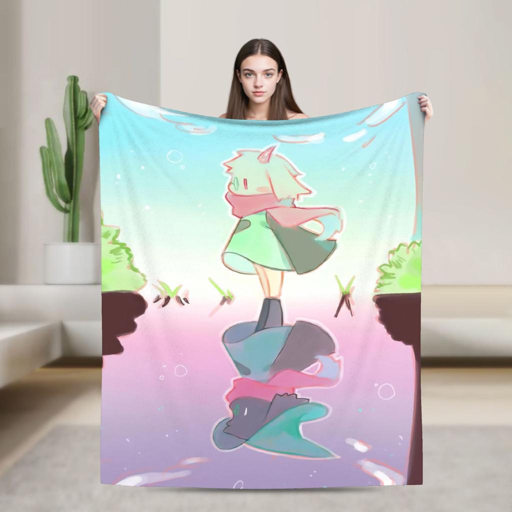 Gra Deltarune Tenna TV Koc Flanelowy Zabawny Koc Rzutowy do Domu Hotelu Sofy 150*125cm Pluszowa Cienka Kołdra