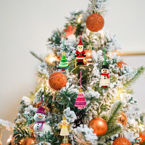 DIY Button Christmas Ornament Kit Stacked Colorful Buttons Christmas Snowman/Santa/Angel/Tree Craft