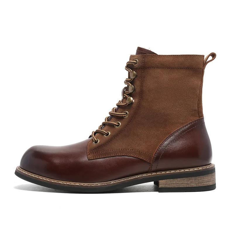 

New Cowhide Retro Motorcycle Workwear Shoes Oxford Sole Men s Casual Fashion Trend High Top Shoes 44