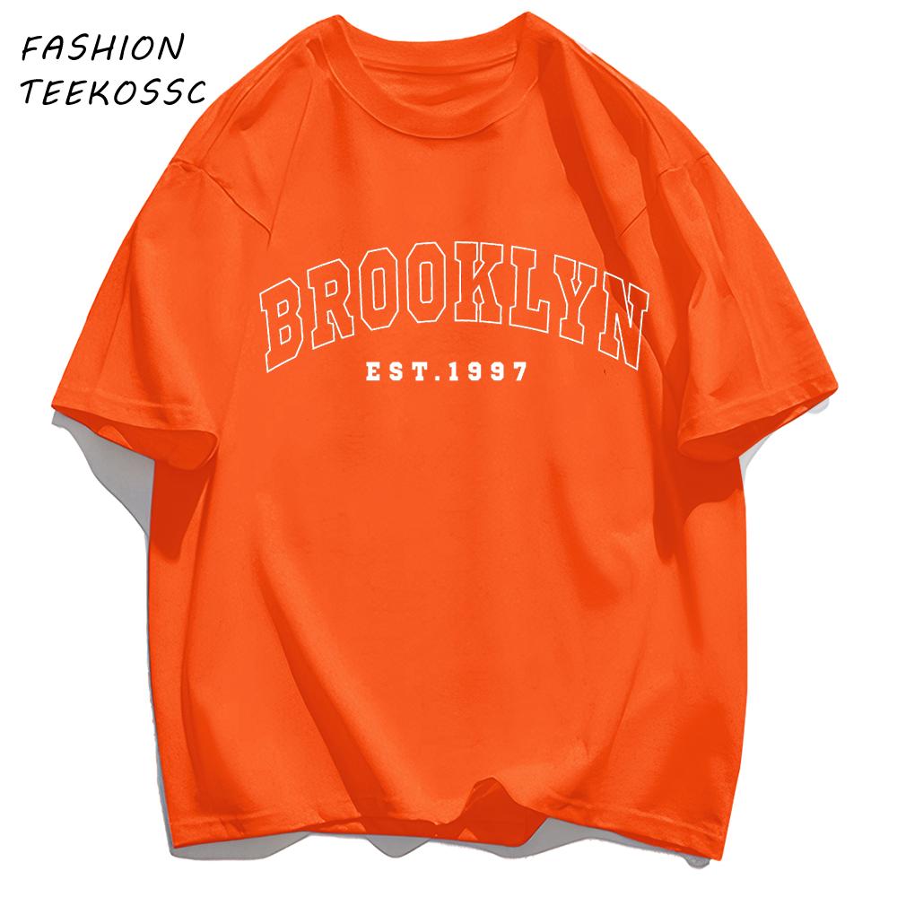 Brooklyn Est 1997 City Usa Printing Men TShirt Summer Casual T Shirts AllMatch Crewneck Tops Oversized Soft Streetwear