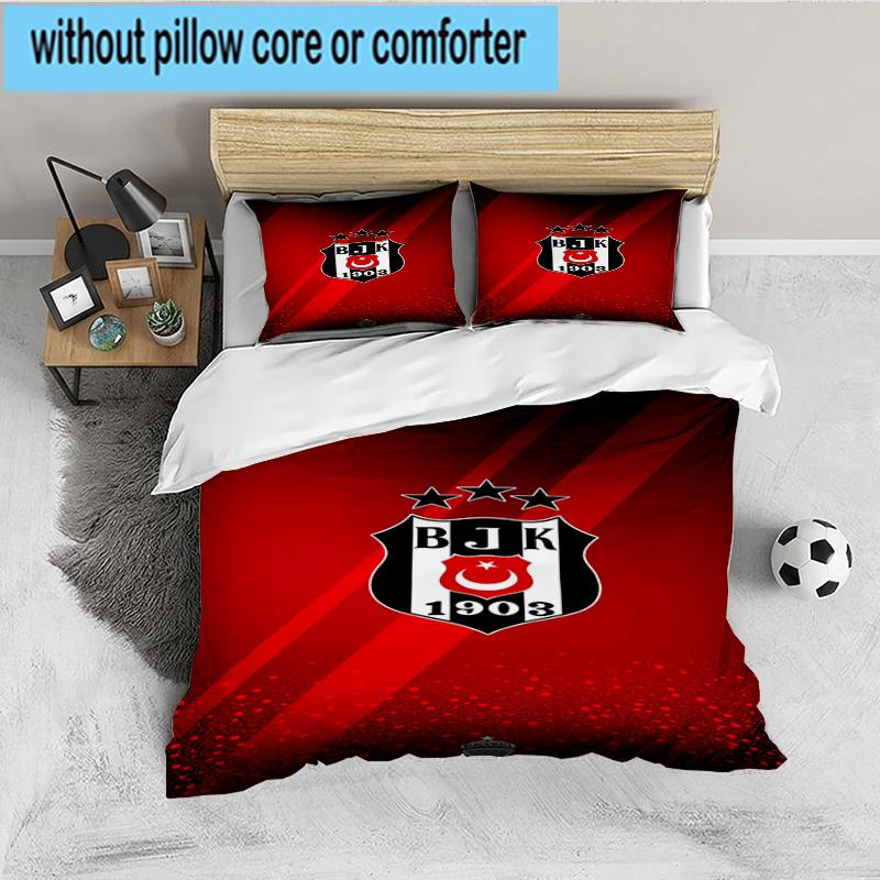 Besiktas Istanbul Voetbalclub 3-delige beddengoedset, Ideaal voor 1 dekbedovertrek en 2 kussenslopen, Perfect voor fan cadeau, Ideaal voor Slaapkamer, Studentenkamer