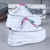 Fashion Summer Gauze Breathable Small White Shoes Wrapped Head Half Slipper Female Thick Sole Inside Increase 10CM Heelless Lazy Shoes
